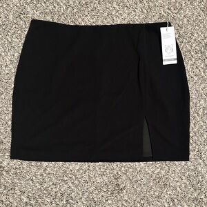 Black Mini Skirt with Slit